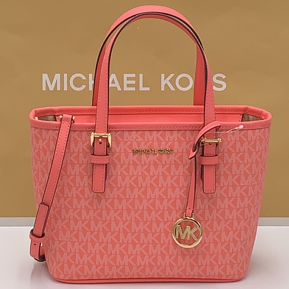 MICHAEL KORS
Jet Set Travel Extra-Small Logo Top-Zip Tote Grapefruit signature - Picture 4 of 16